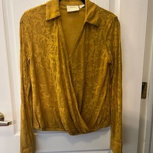 Anthropologie Mustard Floral Blouse